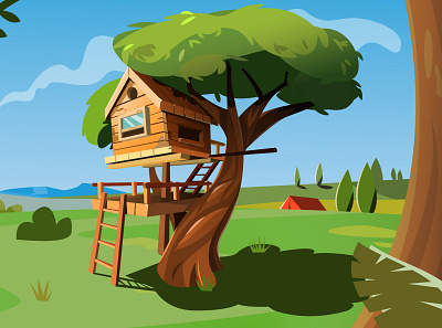 Tree House illustator illustration illustration art playground treehouse