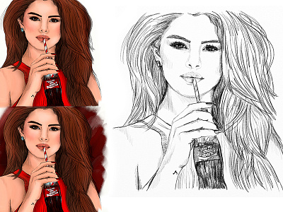 Selena Gomez artwork drawing fashion illustration portrait selena gomez sketch