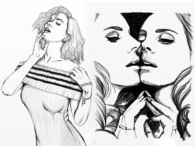 Katy & Lana artwork black and white drawing fashion illustration katy perry lana del rey sketch