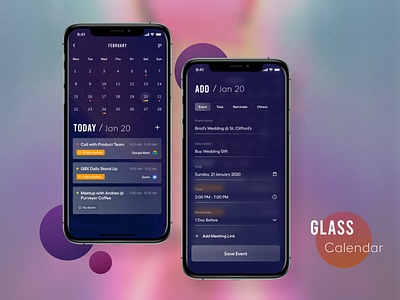 Glass Calendar App conceptual daily ui design figma interface design mobile practice ui