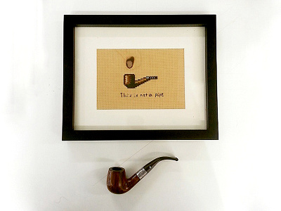 This is not a pipe 8bit crossstitch design embroidery illustration magritte masterpiece pipe pixel pixelart sew