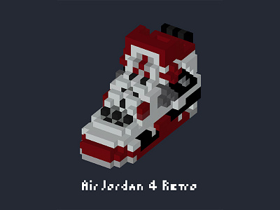 Air Jordan 4 Retro 3d 8bit artwork dot fashion illustration jordan pixel pixelart retro shoes