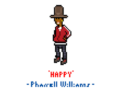 Pharrell Williams 8bit dot happy illustration pharrell pharrell williams pixel pixelart portrait retro