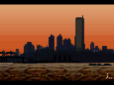 Sunset Time 8bit design dot illustration landscape pixel pixelart retro seoul sunset