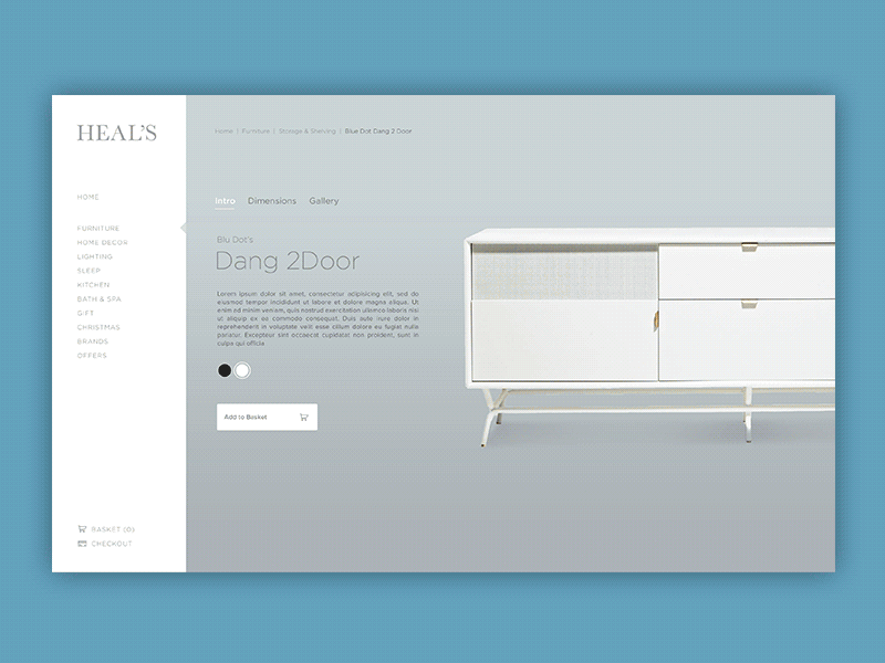 Heals – Store Concept concept ecommerce flat furniture product first store website