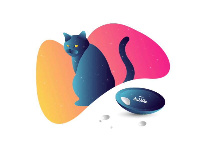Hello Dribbble animation cat gradient hello hello dribbble stars