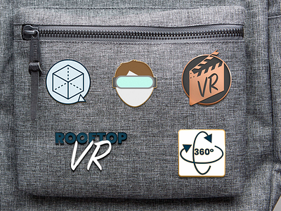 Set of enamel pins for a VR movie theater