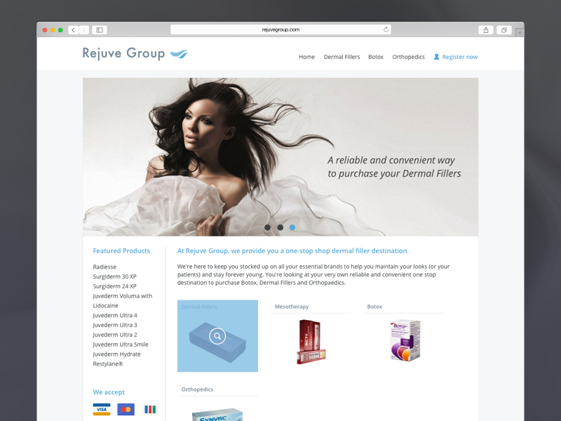 Rejuvegroup.com user interface page front end ux ui web flat responsive web design