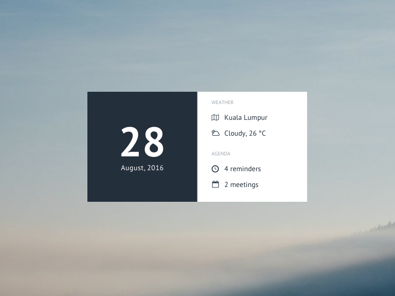 Morning Widget widget location weather calendar agenda morning