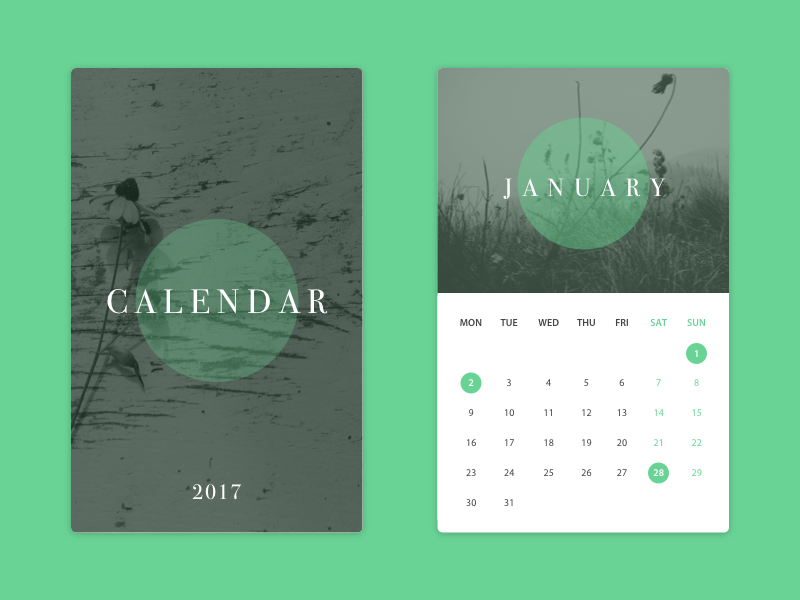 Calendar Cards 2017 by Ghis Bakour on Dribbble