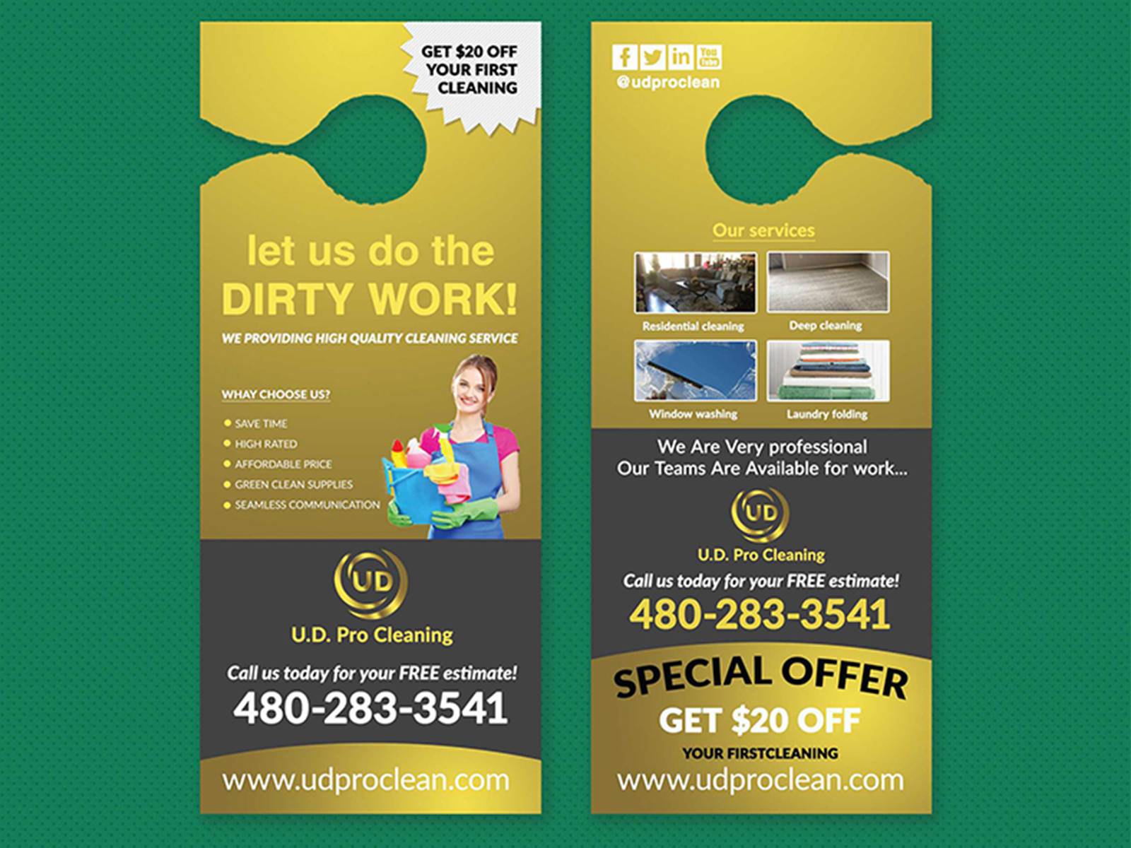Cleaning Service Door Hanger Design by Md.Mahatab Uddin on Dribbble