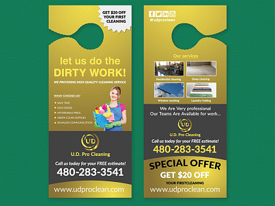 Cleaning Service Door Hanger Design cleaningbones cleaningcrew cleaningday cleaningdreds cleaninggym cleaningup cleaningworkers