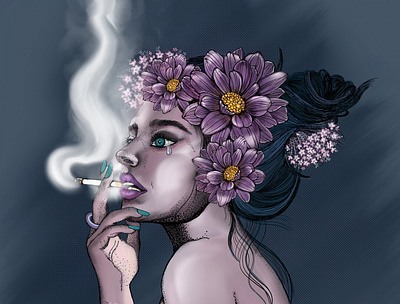 Digital Art-Smoking Girl design digitalart illustration