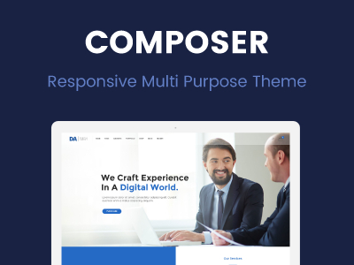 Composer - Responsive Multi Purpose WordPress Theme design landing psd template theme uiux webdesign website