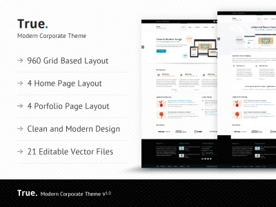 True Modern and Corporate Theme ai clean design elegant minimal modern psd template theme webdesign website