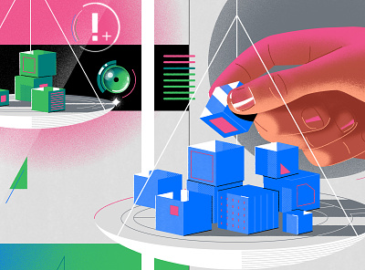 IBM x NYT art direction artificial intelligence branding design editorial futuristic graphic design hands illustration isometric jasonsolo limited palette melbourne tech vector workplace