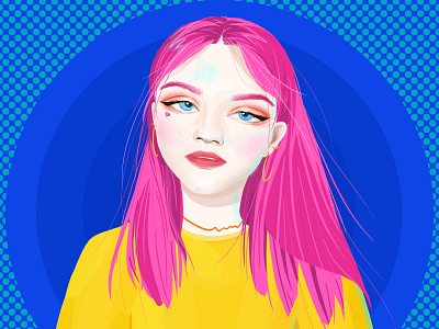 Pink hair girl illustration