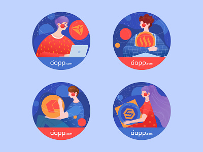 Dapp.com Stickers design illustration