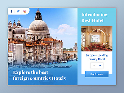 Booking Hotel - UI Web Design Template blue bookhotel destinations hotel place template tourism travel template ui web website
