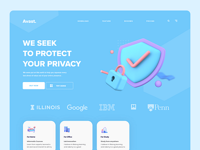 Security Website 3D Header 3d branding design flat header illustration redesign splash ui