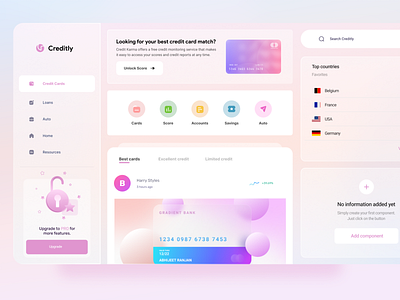 Creditly Easy Finance Dashboard app branding colorful dashboard design finance glassmorphism graphic redesign shot splash ui web