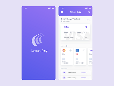 Nexus Pay App Redesign Concept bank app bank card branding creditcard design dutch bangla flat icon logo redesign shot splash splash screen ui