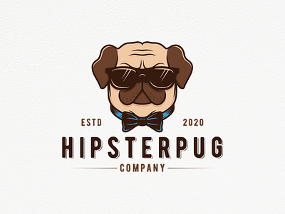 Hipster Dog Logo Template animal art brand identity branding cartoon character design cute animals dog logo funny character geek hipster dog illustration illustrative logotype logo design logo template mascot logo nerd pug stock logo vector video games