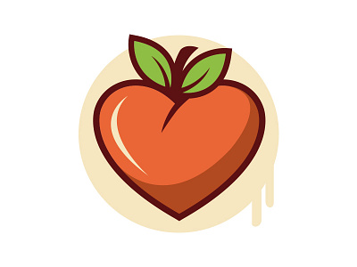 Fruit Love Logo apple identity creative studio fresh fruit fruit chat fruit dealer fruit heart fruit lover peach illustrative logo reseller retailers talk transport