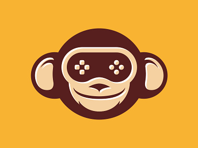 Monkey Games Logo chimp logo template chimpanzee stock logo console controller creative studio cute monkey fun games gaming gorilla logo template illustrative logo primate smile vector logo video game studio