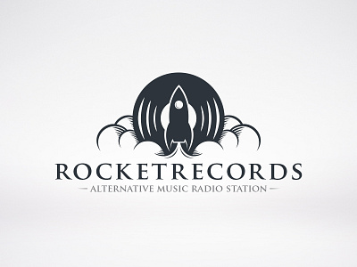 Rocket Records Logo audio cloud identity launch logo logotype music record label records rocket studio vinyl