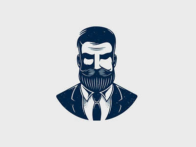 Bearded Hipster Head Logo Design