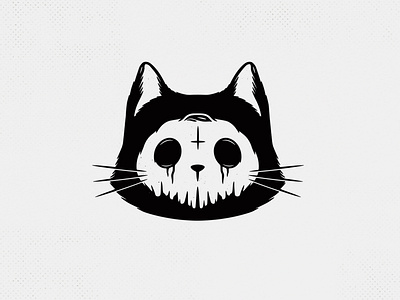 Skull Cat Halloween Logo Template