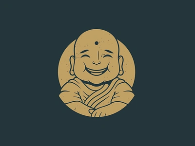 Smile Monk Vector Logo Template brand identity branding buddha buddhism buddhist creative design freelance logo designer god happy logo design logo template meditation monk negative space peace relax religion smile vector vintage logo