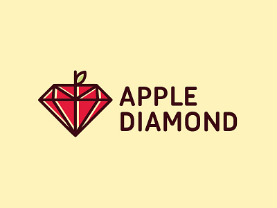 Apple Diamond Logo app apple diamond food fresh fruit gem identity jewel jewelry logo precious stone