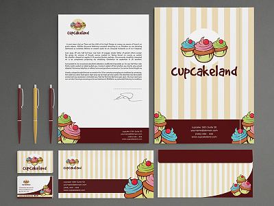 Cupcake Stationery bakery brand identity branding business card corporate identity cupcake design graphic identity letterhead logo stationery