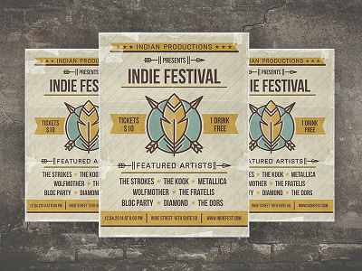 Indie Flyer Poster advertisement download flyer hipster invitation music festival photoshop template poster psd retro flyer template vintage flyer