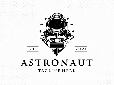 Spaceman Crest Logo Template astronaut brand identity branding clever logo cosmonaut cosmos creative design editable logo freelance logo designer galaxy logo design logo template space spaceman stars stock logo universe vector vintage logo visual identity