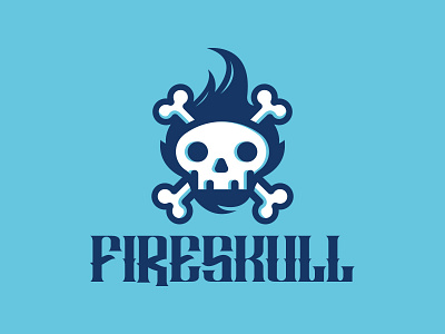 Fire Skull Logo bones branding clothing extreme sport fire flame game gaming icon identity logo skull