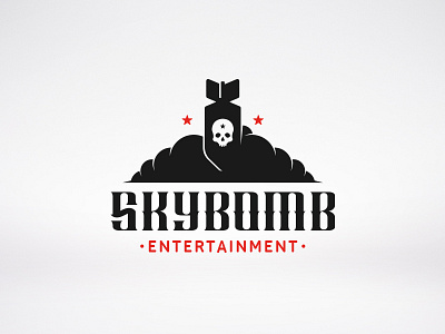 Sky Bomb Logo army atomic bomb branding cloud design fire identity logo logotype military skull war