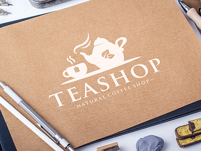 Tea Shop Logo Template coffee cup green hot drink leaf logo template nature shop stock logo tea tea bag tea kettle