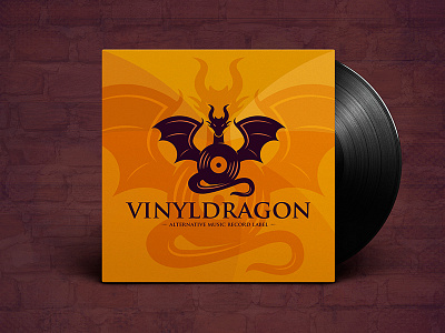 Dragon Music Logo Template branding clean logo dragon identity logo design logo mark logo template music record stock logo vynil wings