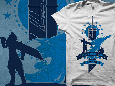 Final Fantasy VII Cloud Strife cloud strife creative design final fantasy final fantasy 7 final fantasy vii first class soldier playstation game sephiroth shirt t shirt tee video game