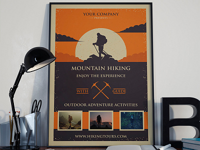 Mountain Hike Flyer Template adventure camp poster camping creative design extreme sports flyer template hiking hill climbing illustration mountain sports psd flyer psd template