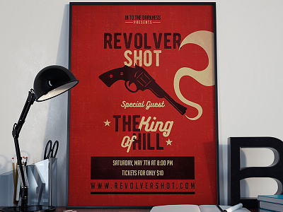 Revolver Shot Flyer Template creative design flyer template movie poster music festival old west revolver stock vintage wanted weapon western wild west