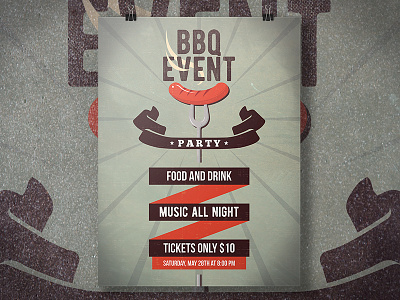 Bbq Party Flyer Template barbecue bbq design template flyer grill grilling illustration poster retro sausage stock design vintage