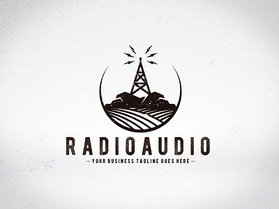 Radio Transmission Logo logo design logo template music news podcast radio radio antenna tower radio station radio transmission retro stock logo vintage