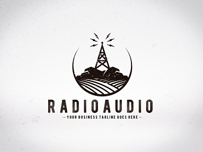 Radio Transmission Logo logo design logo template music news podcast radio radio antenna tower radio station radio transmission retro stock logo vintage