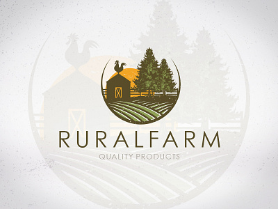 Rural Farm Logo Design agriculture chicken farm identity logo template retro rural stock logo sun tree vintage