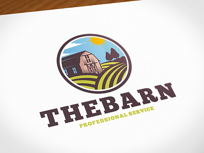 The Barn Logo Template agricultural agriculture barn farm farming food grain illustrative logo logo template retro logo stock logo vintage logo