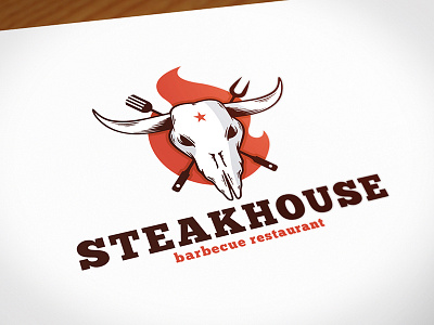 Steakhouse Bbq Logo Design barbecue bbq fire food grill illustrative logo logo template restaurant steak house steakhouse stock logo vector logo design